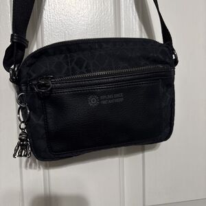 Kipling Womens Black Crossbody Mini Bag Adjustable Travel Metal Gorilla Charm